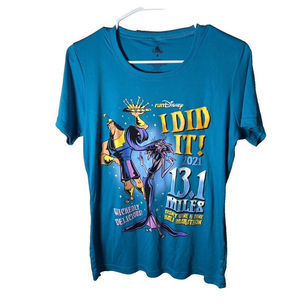 RunDisney Emperor's New Groove T-Shirt Women's Medium I Did It 2021 Blue